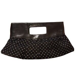Steve Madden Patent Leather Black Silver Sparkle Star Clutch Purse Holiday Bag